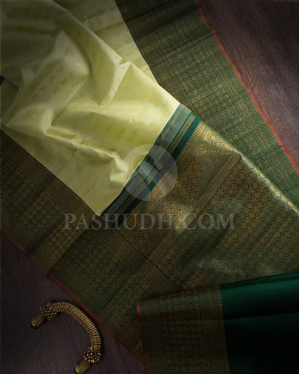 Pista Green & Bottle Green Pure Zari  Kanjivaram Silk Saree-SP32
