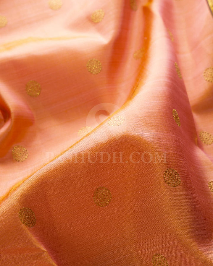 Peach & Navy Blue Pure Zari  Kanjivaram Silk Saree-SP24