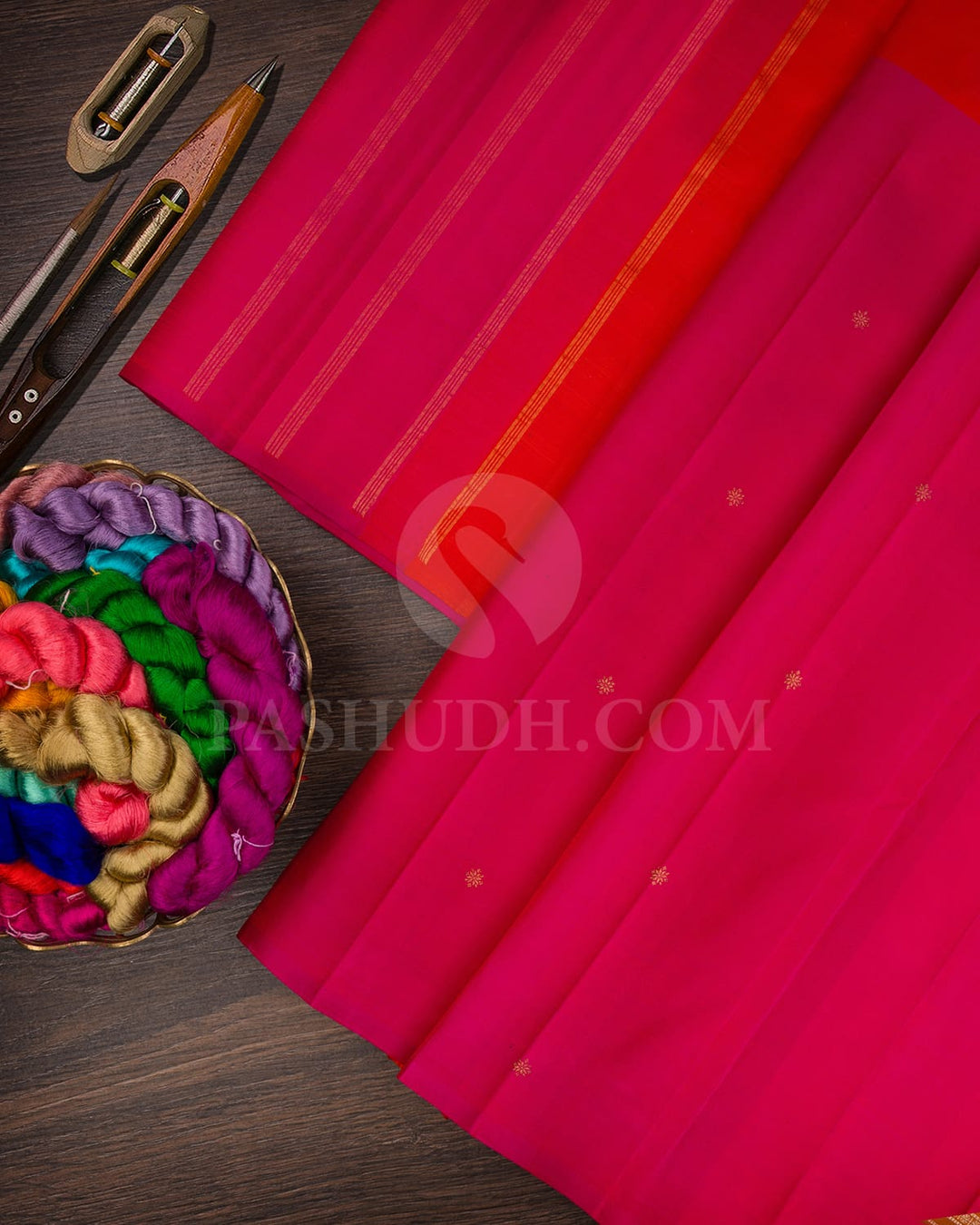 Orange & Rani Pink Pure Kanjivaram Silk Saree-SP44