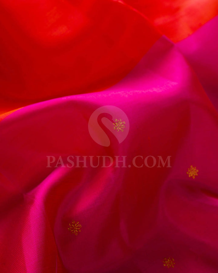 Orange & Rani Pink Pure Kanjivaram Silk Saree-SP44