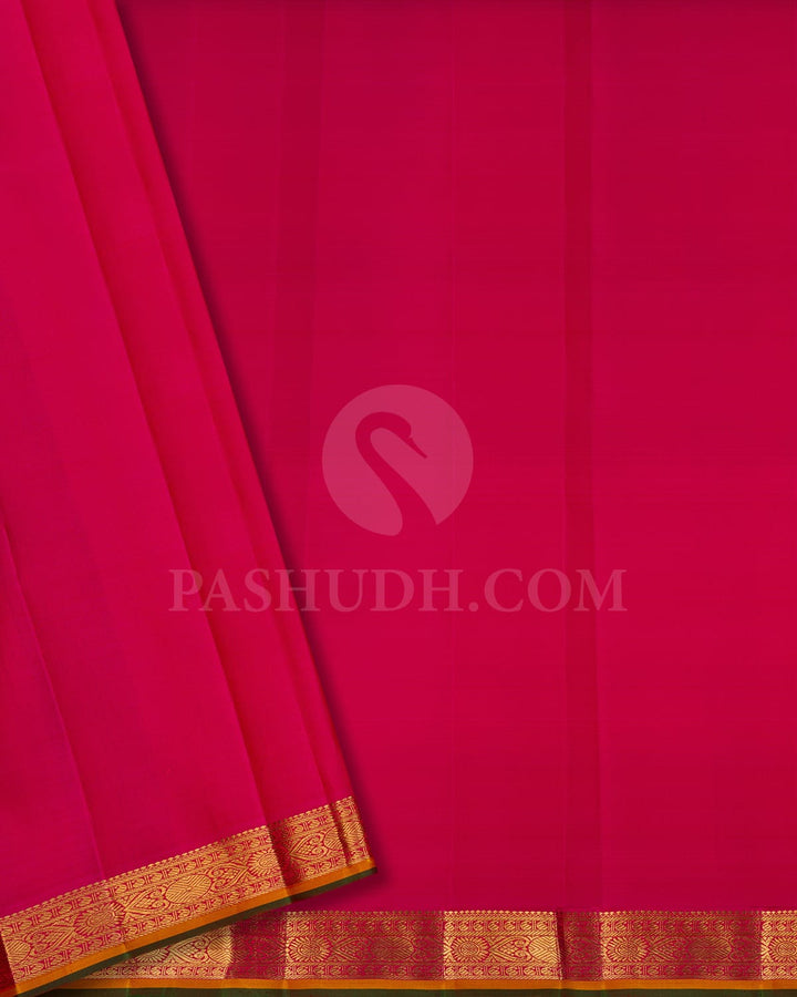 Orange, Pink & Green Pure Kanjivaram Silk Saree-SP7