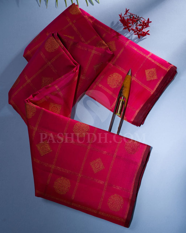 Rani Pink & Bottle Green Pure Kanjivaram Silk Saree-SP8