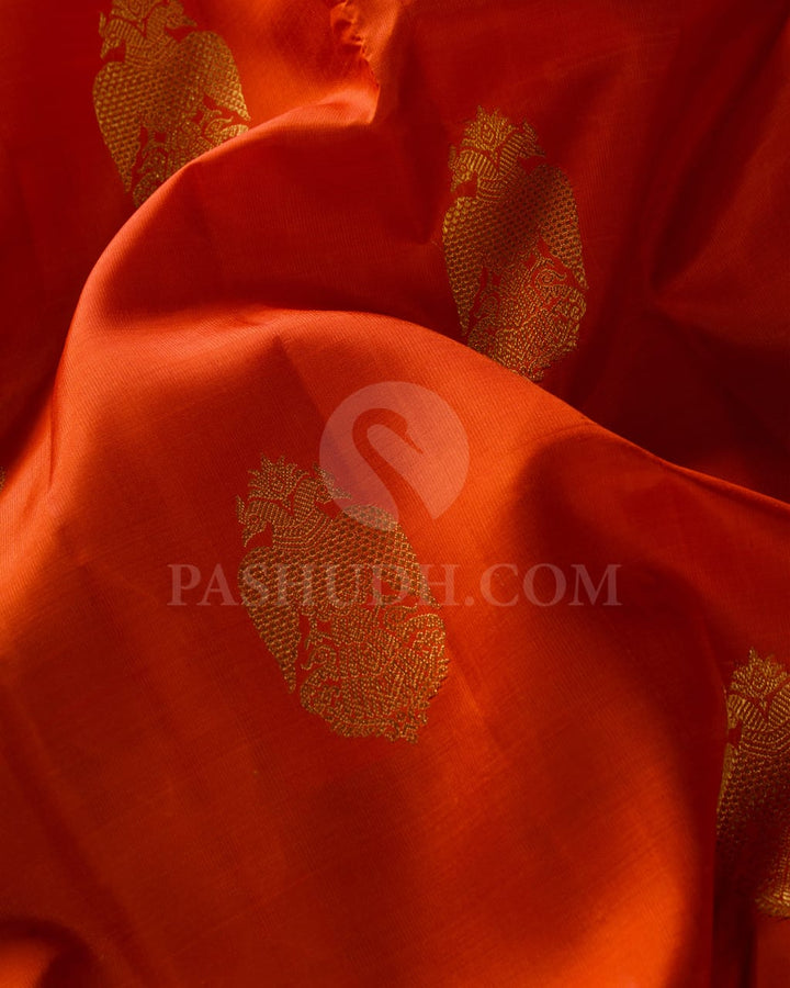 Orange & Royal Blue Pure Kanjivaram Silk Saree-SP15