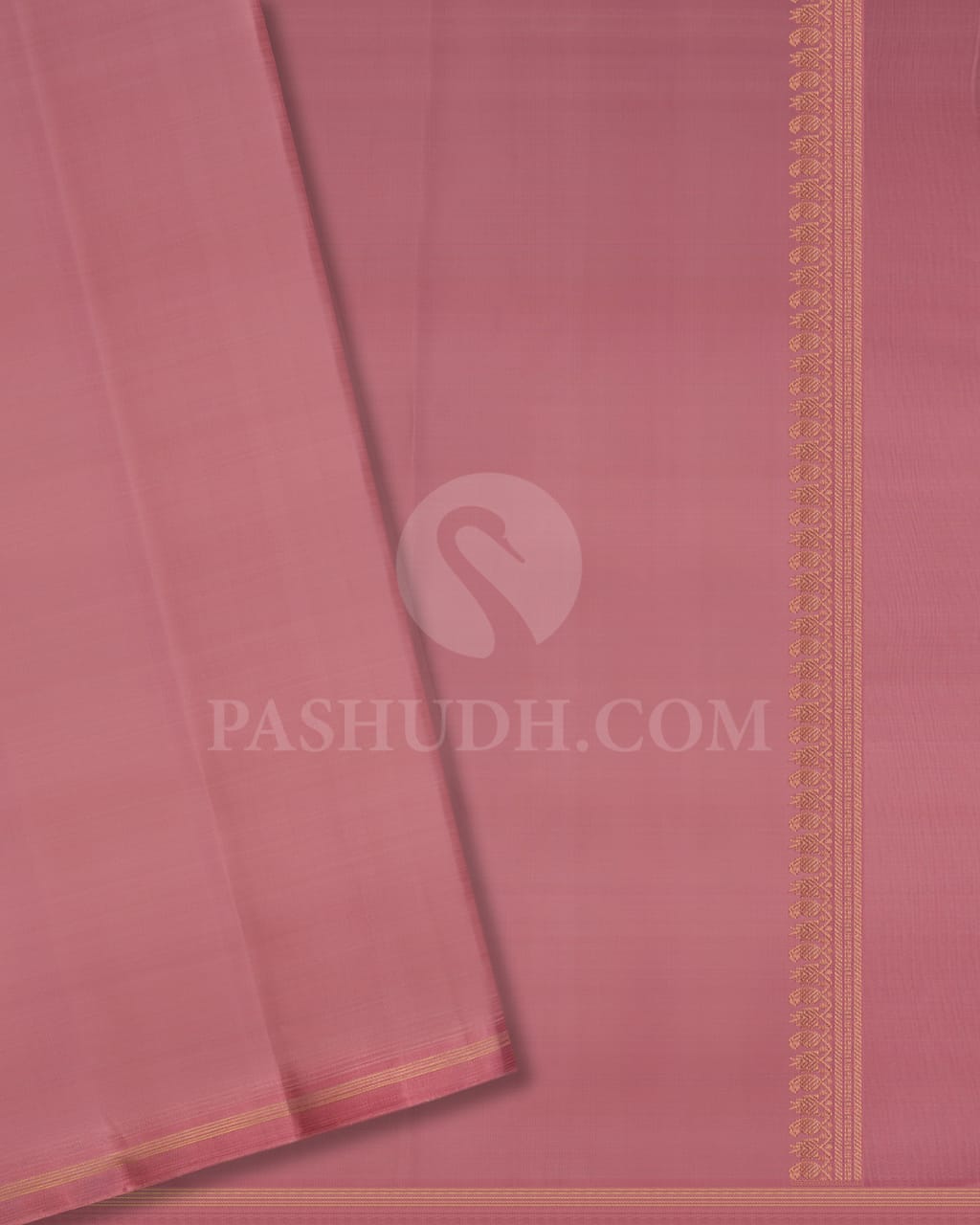 Bottle Green & Onion Pink Traditional Borderless Pure Kanjivaram Silk Saree-SP22