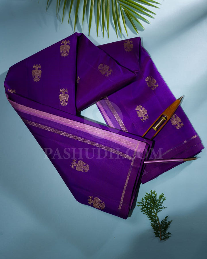 Vibrant Violet, Dual Shaded Lavender With Blue Green Borderless Pure Kanjivaram Silk Saree-SP19