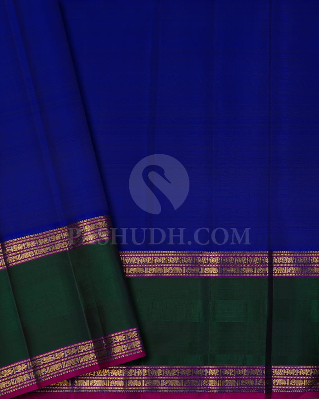 Orange,Royal Blue & Forest Green Pure Kanjivaram Silk Saree-SP45