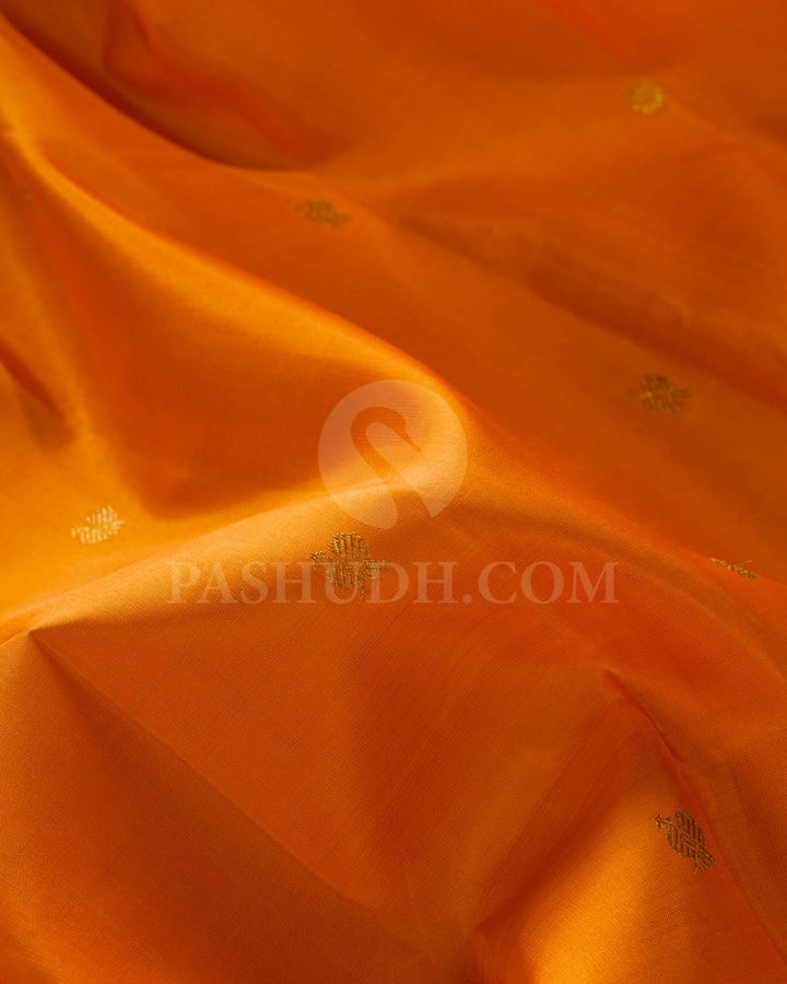 Orange,Royal Blue & Forest Green Pure Kanjivaram Silk Saree-SP45