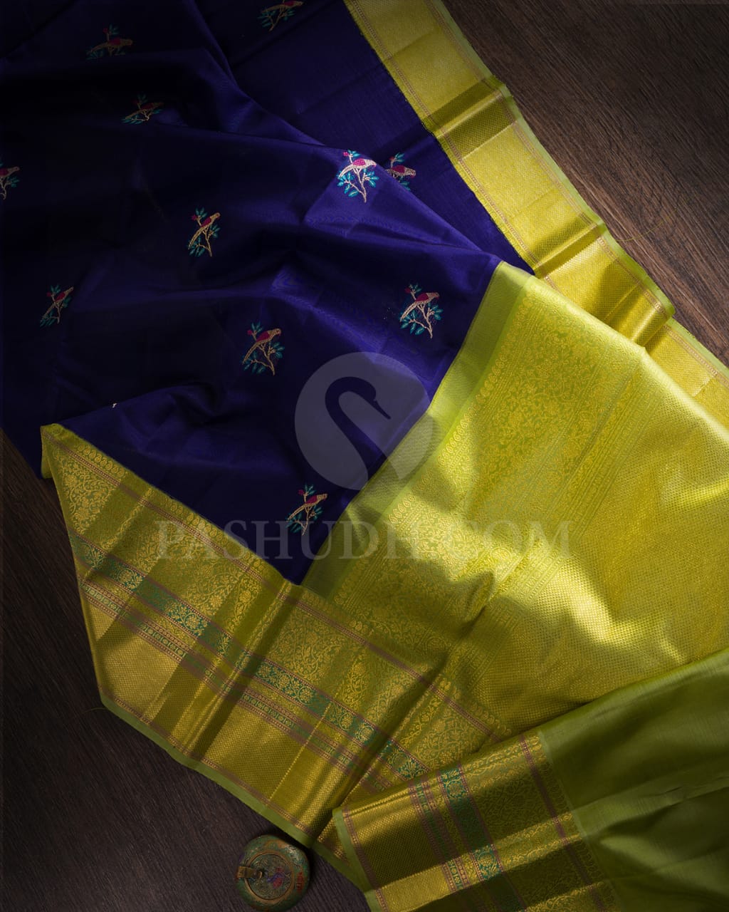 Royal Blue & Green Kanjivaram Silk Saree-S1393(B)