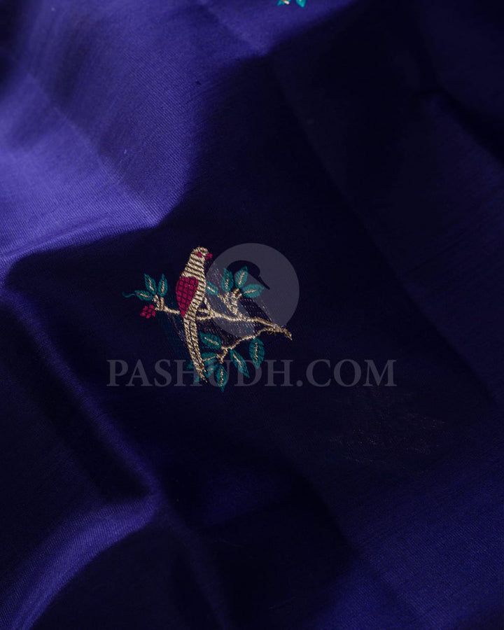 Royal Blue & Green Kanjivaram Silk Saree-S1393(B)