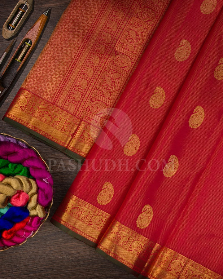 Red Bridal Pure zari Kanjivaram Silk Saree-SP27