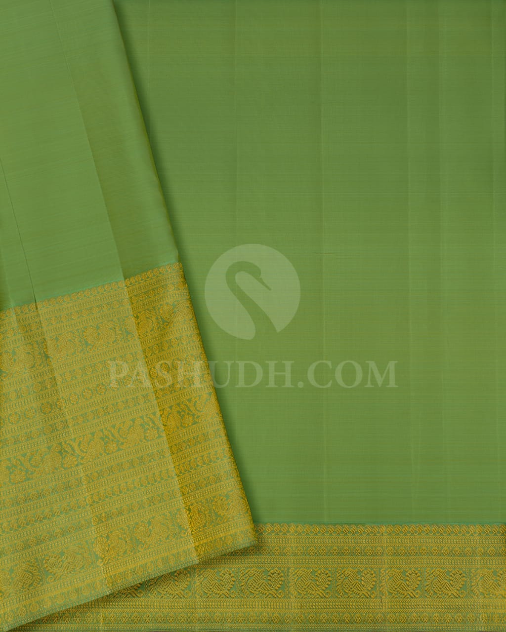 Bottle Green & Pear Green Traditional Kanjivaram Silk Saree-S1208(B)