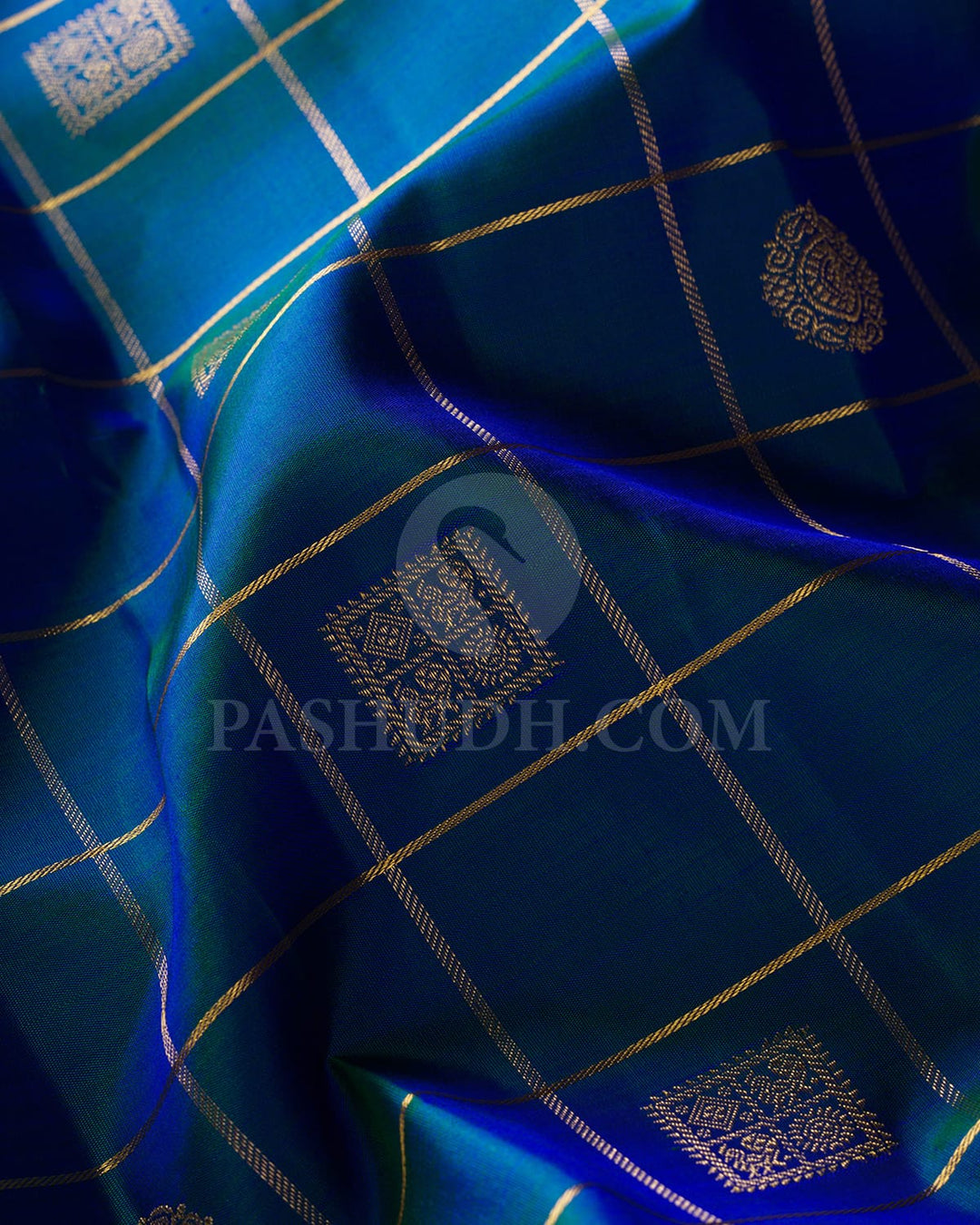 Peacock Blue & Mango Yellow Pure Kanjivaram Silk Saree-SP11