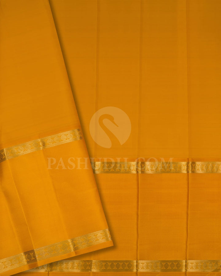 Peacock Blue & Mango Yellow Pure Kanjivaram Silk Saree-SP11
