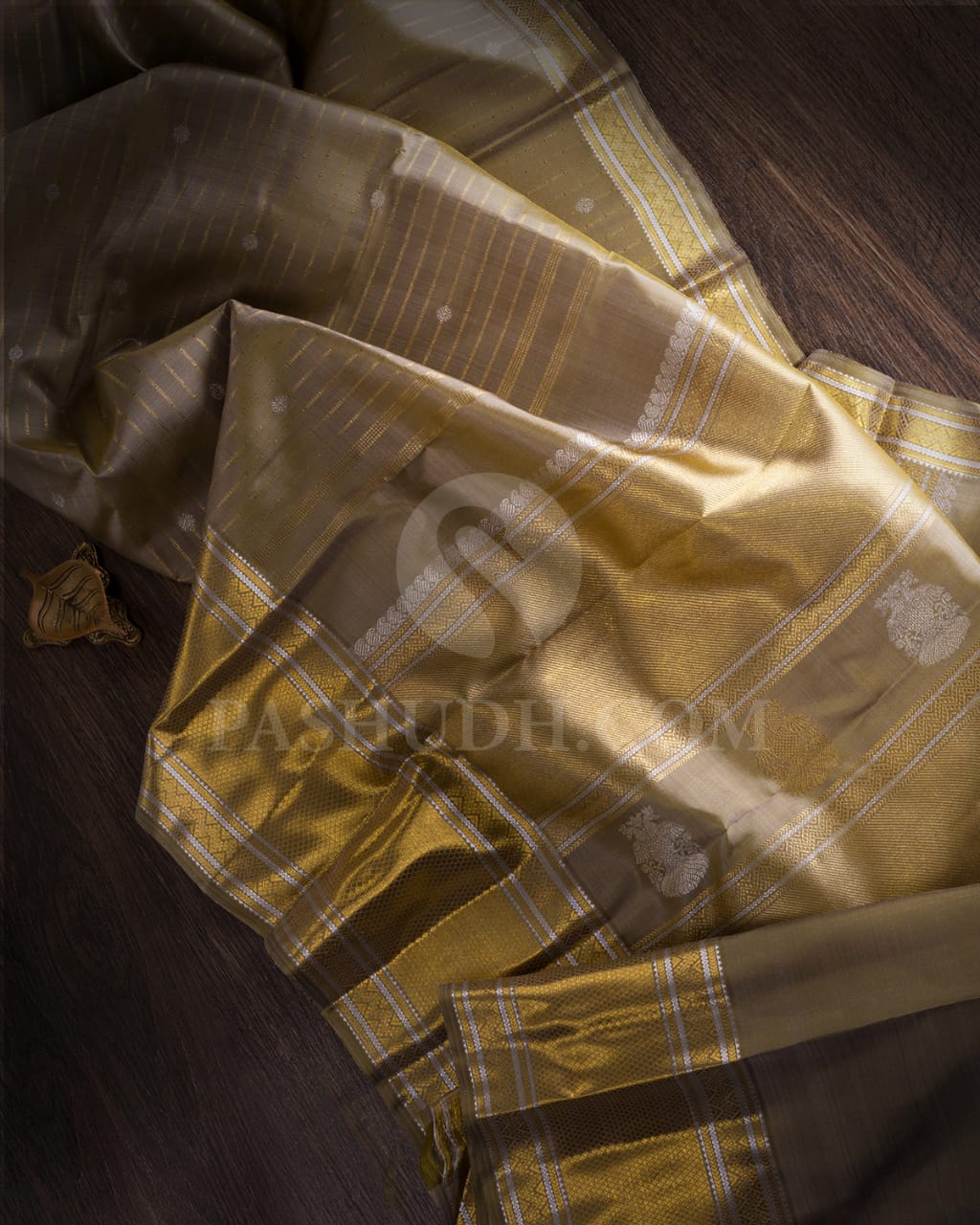 Greige Pure Kanjivaram Silk Saree-SP39