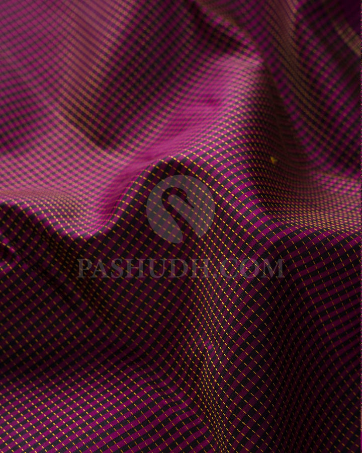 Magenta,Black & Beige Pure Kanjivaram Silk Saree-SP38