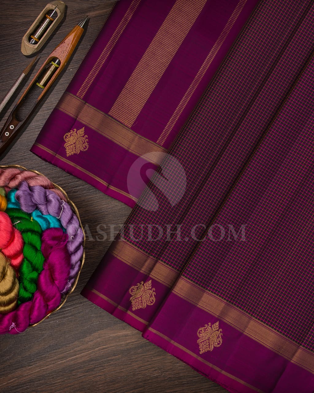 Magenta,Black & Beige Pure Kanjivaram Silk Saree-SP38