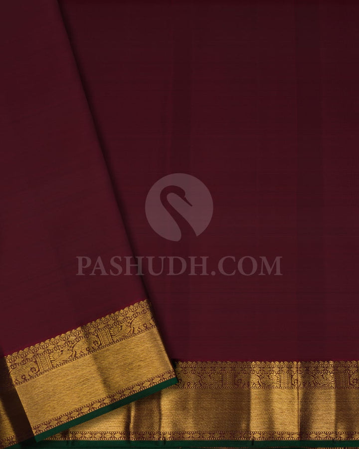 Moss Green & Arakku Pure Kanjivaram Silk Saree-SP17