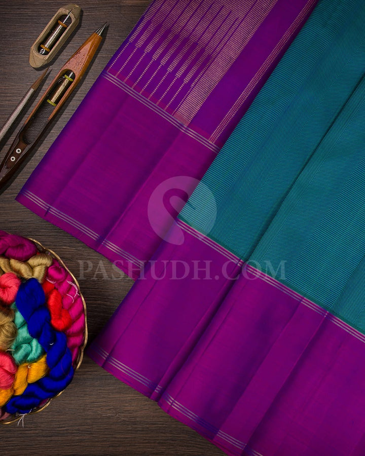 Green & Magenta Pure Kanjivaram Silk Saree-SP36