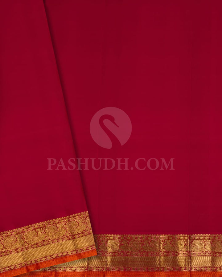 Bottle Green & Red Pure Kanjivaram Silk Saree-SP25