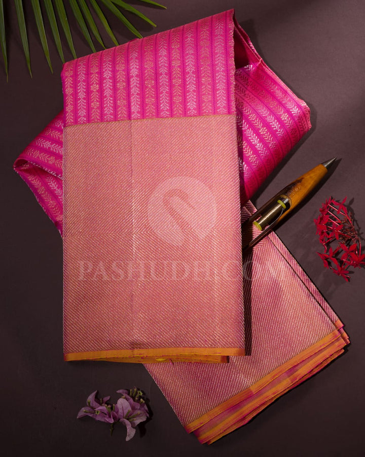 Candy Pink & Mild Peachy Pink Kanjivaram Silk Saree-S1431(B)