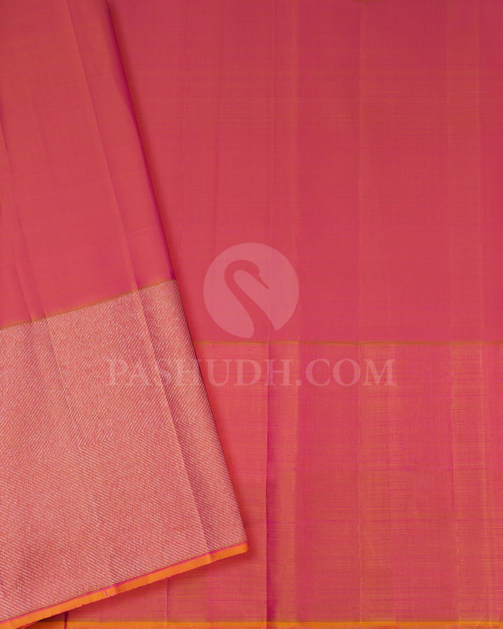 Candy Pink & Mild Peachy Pink Kanjivaram Silk Saree-S1431(B)