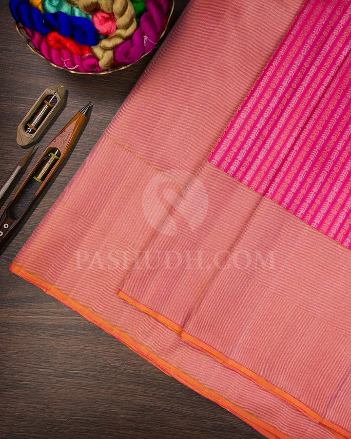 Candy Pink & Mild Peachy Pink Kanjivaram Silk Saree-S1431(B)