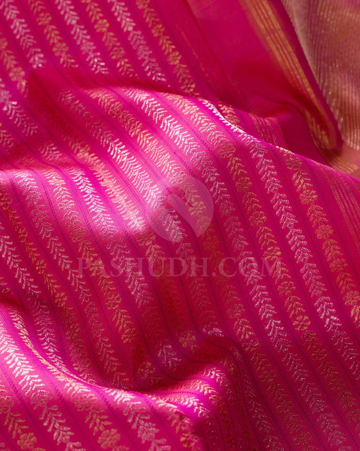 Candy Pink & Mild Peachy Pink Kanjivaram Silk Saree-S1431(B)