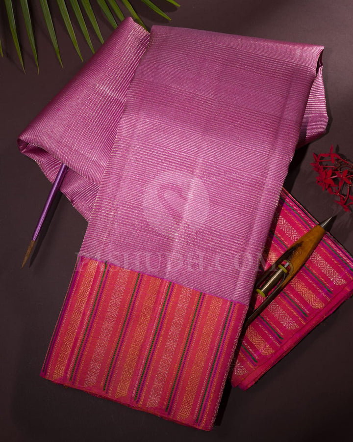Lavender & Peachy Pink Kanjivaram Silk Saree-S1114(G)