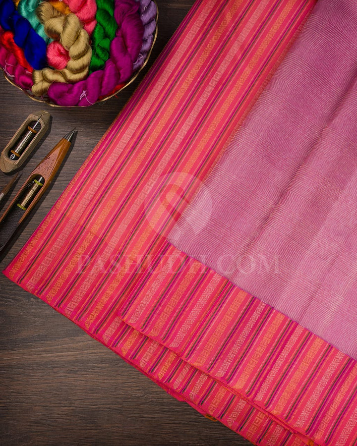Lavender & Peachy Pink Kanjivaram Silk Saree-S1114(G)
