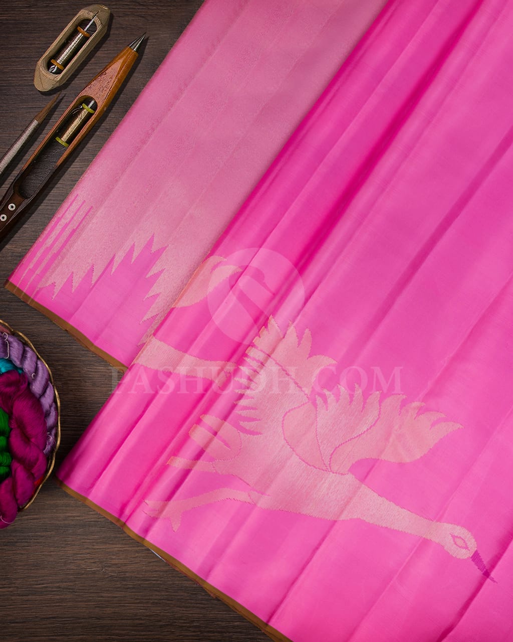 Rose Pink Traditional Borderless Kanjivaram Silk Saree-S1425(B)
