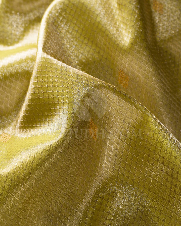 Parrot Green & Anandha Blue Shimmer Organza Kanjivaram Silk Saree-S1382(B)