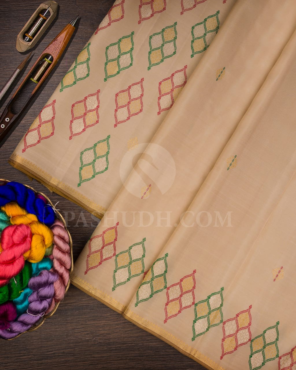 Beige Kanjivaram Silk Saree-S1444(A)