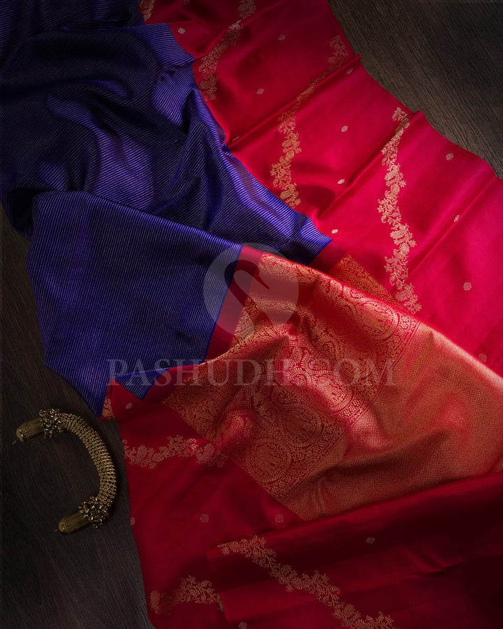 Royal Blue & Maroon Kanjivaram Silk Saree-S1412(B)
