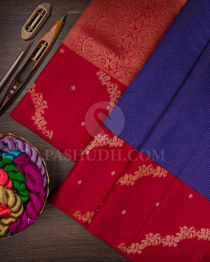 Royal Blue & Maroon Kanjivaram Silk Saree-S1412(B)