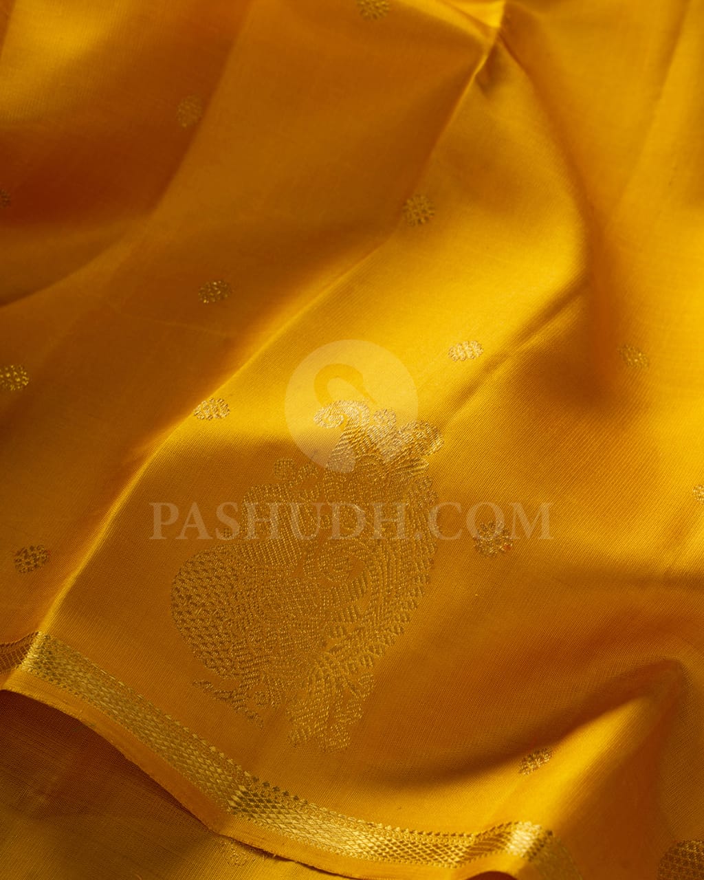 Mango Yellow & Peacock Blue Pure Kanjivaram Silk Saree-SP9