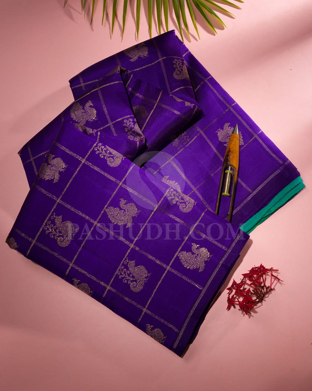 Royal Violet Traditional Borderless Pure Kanjivaram Silk Saree- SP23