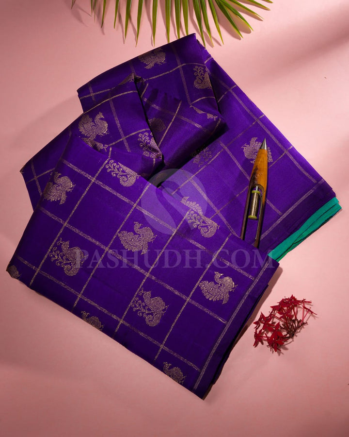 Royal Violet Traditional Borderless Pure Kanjivaram Silk Saree- SP23