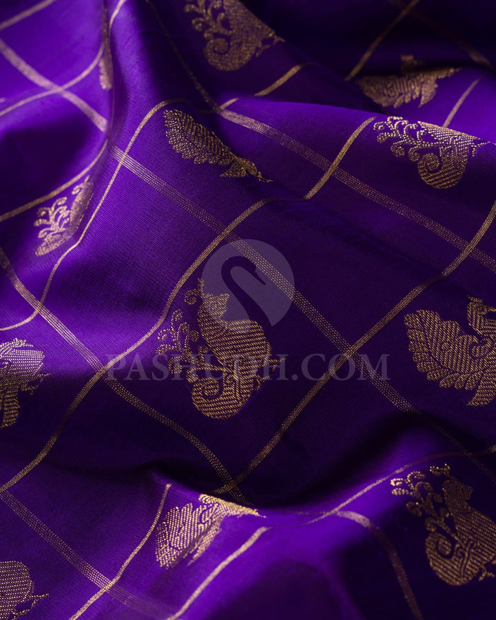 Royal Violet Traditional Borderless Pure Kanjivaram Silk Saree- SP23