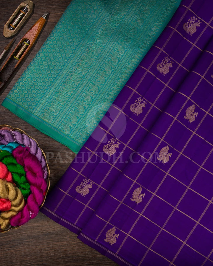 Royal Violet Traditional Borderless Pure Kanjivaram Silk Saree- SP23