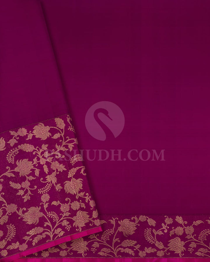 Mustard Yellow & Purple Kanjivaram Silk Saree-S1070(I)