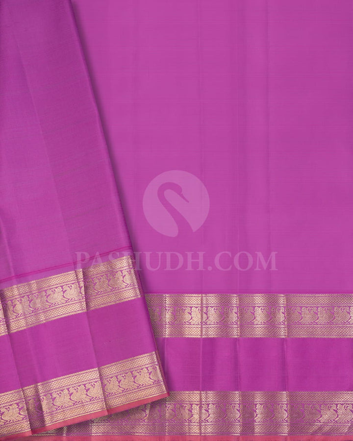 Red & Lavender Kanjivaram Silk Saree-S1443(A)