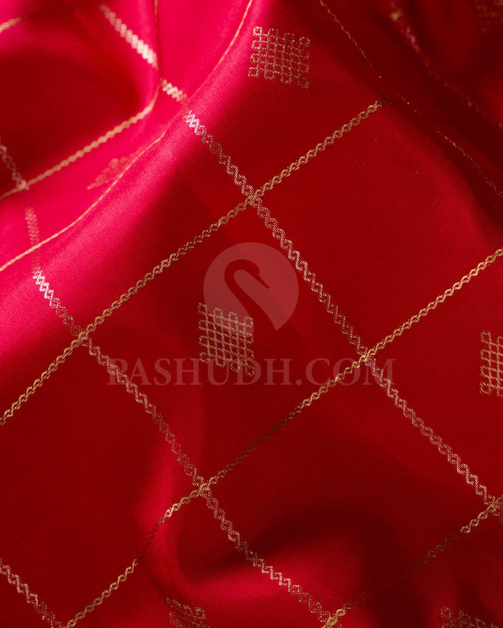 Red & Lavender Kanjivaram Silk Saree-S1443(A)