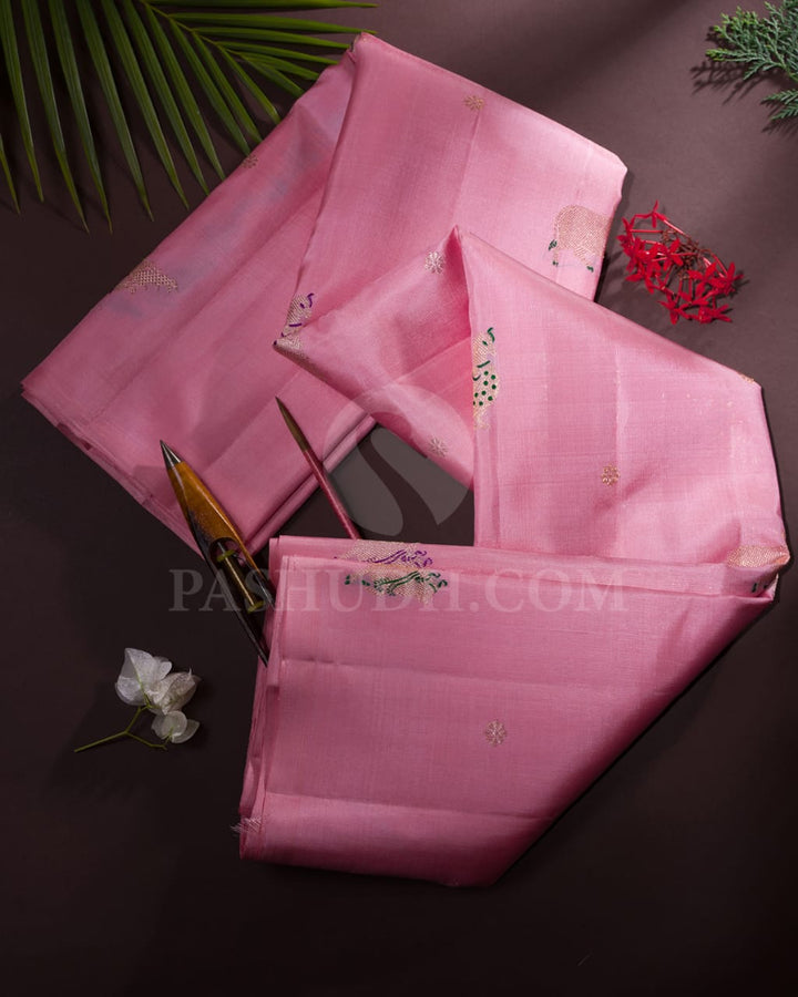 Baby Pink Traditional Borderless Kanjivaram Silk Saree-S1440(A)