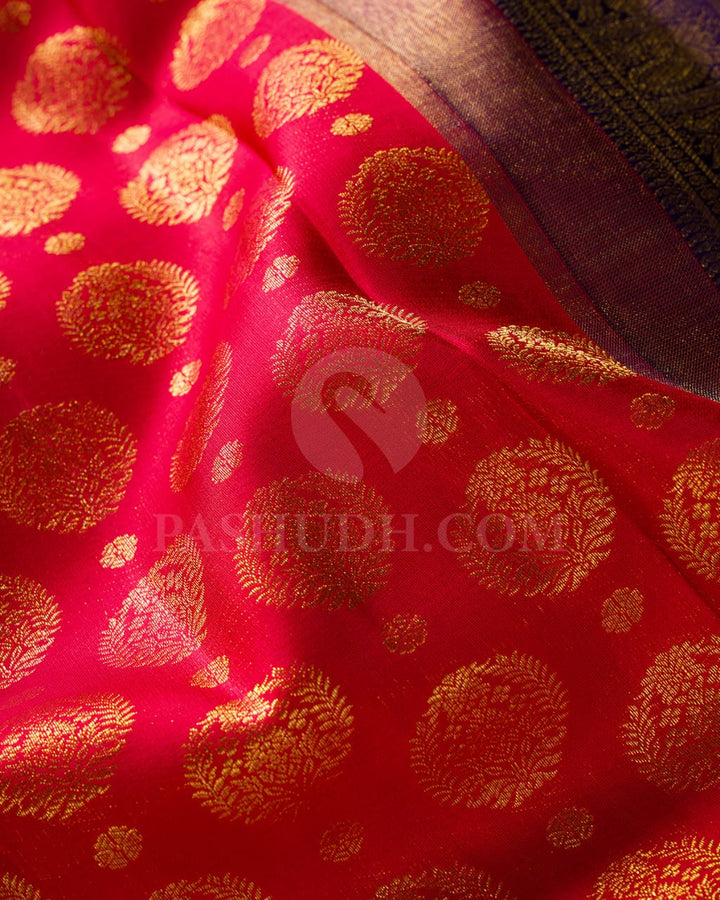 Red & Navy Blue Kanjivaram Silk Saree-S1071(D)
