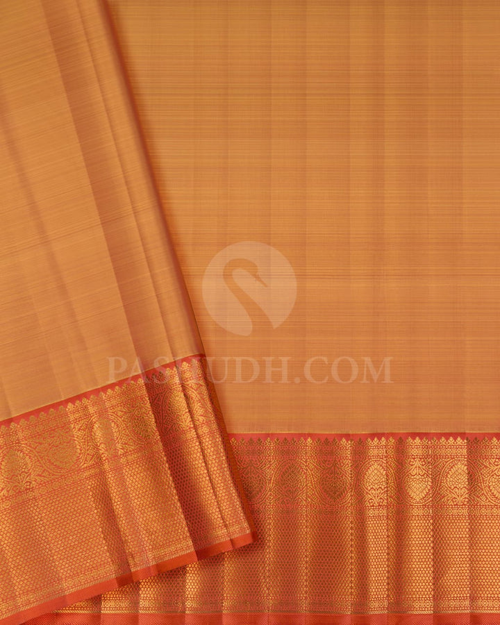 Sky Blue And Rust Orange Bridal Kanjivaram Silk Saree - S1416(C)