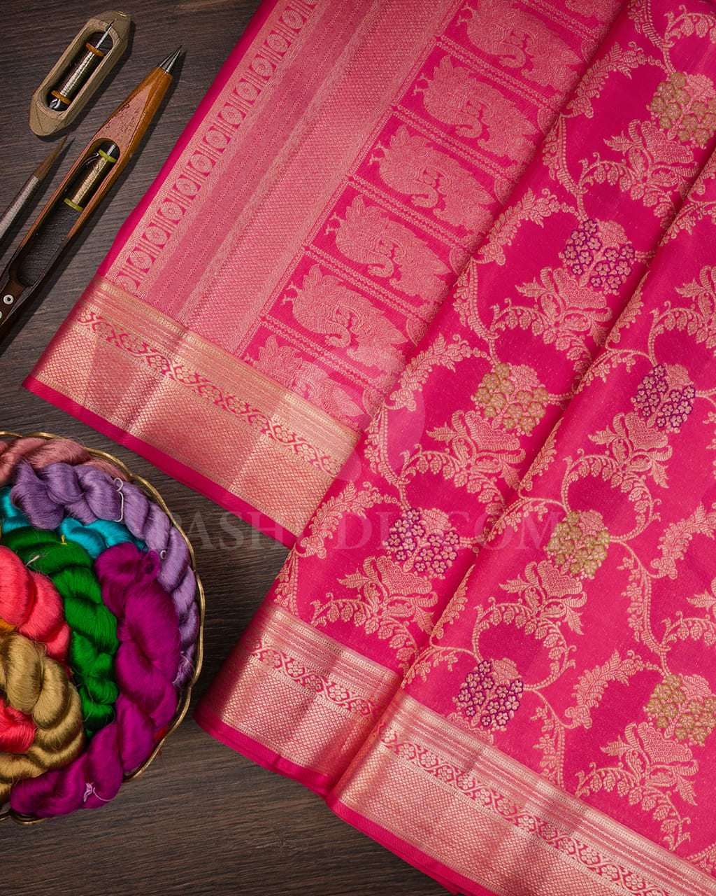 Watermelon Pink Kanjivaram Silk Saree-S1246(D)