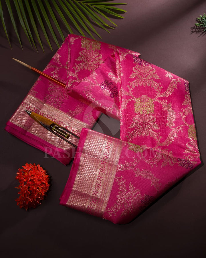 Watermelon Pink Kanjivaram Silk Saree-S1246(D)