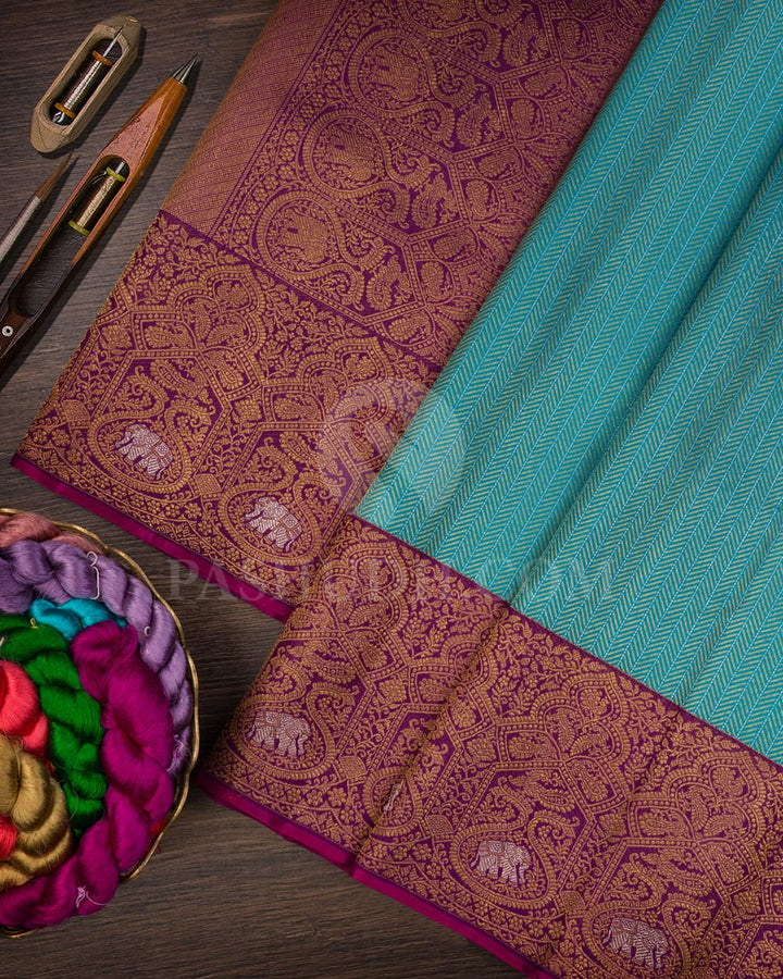 Anandha Blue With Purple  Kanjivaram Silk Saree-S1321(D)