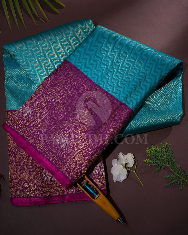 Anandha Blue With Purple  Kanjivaram Silk Saree-S1321(D)