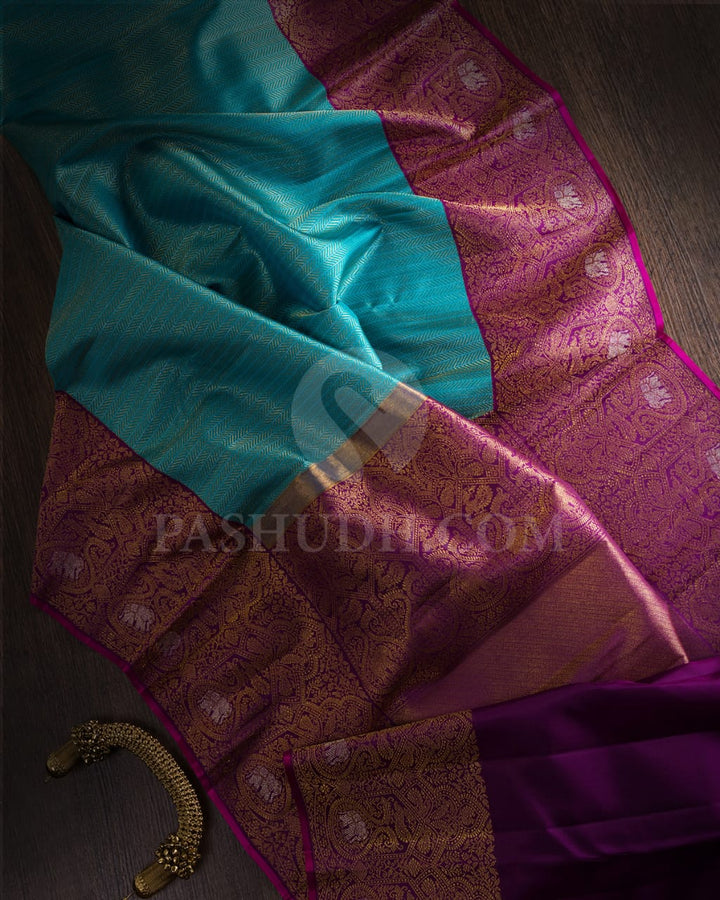 Anandha Blue With Purple  Kanjivaram Silk Saree-S1321(D)
